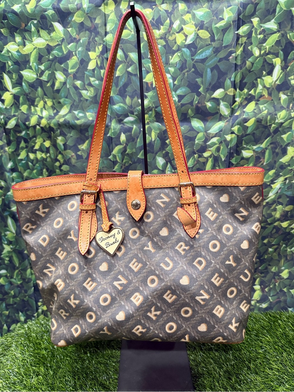 Vintage Dooney & Bourke Crossword / "It" Collection Heart Monogram Tote Bag